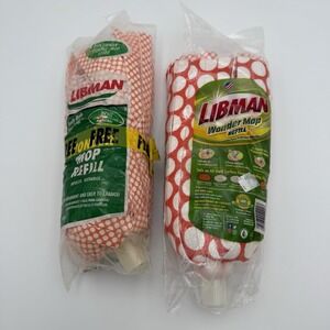 Libman Wonder‎ Mop Refill Machine Washable Lot Of 2 Red White Opened But Unused